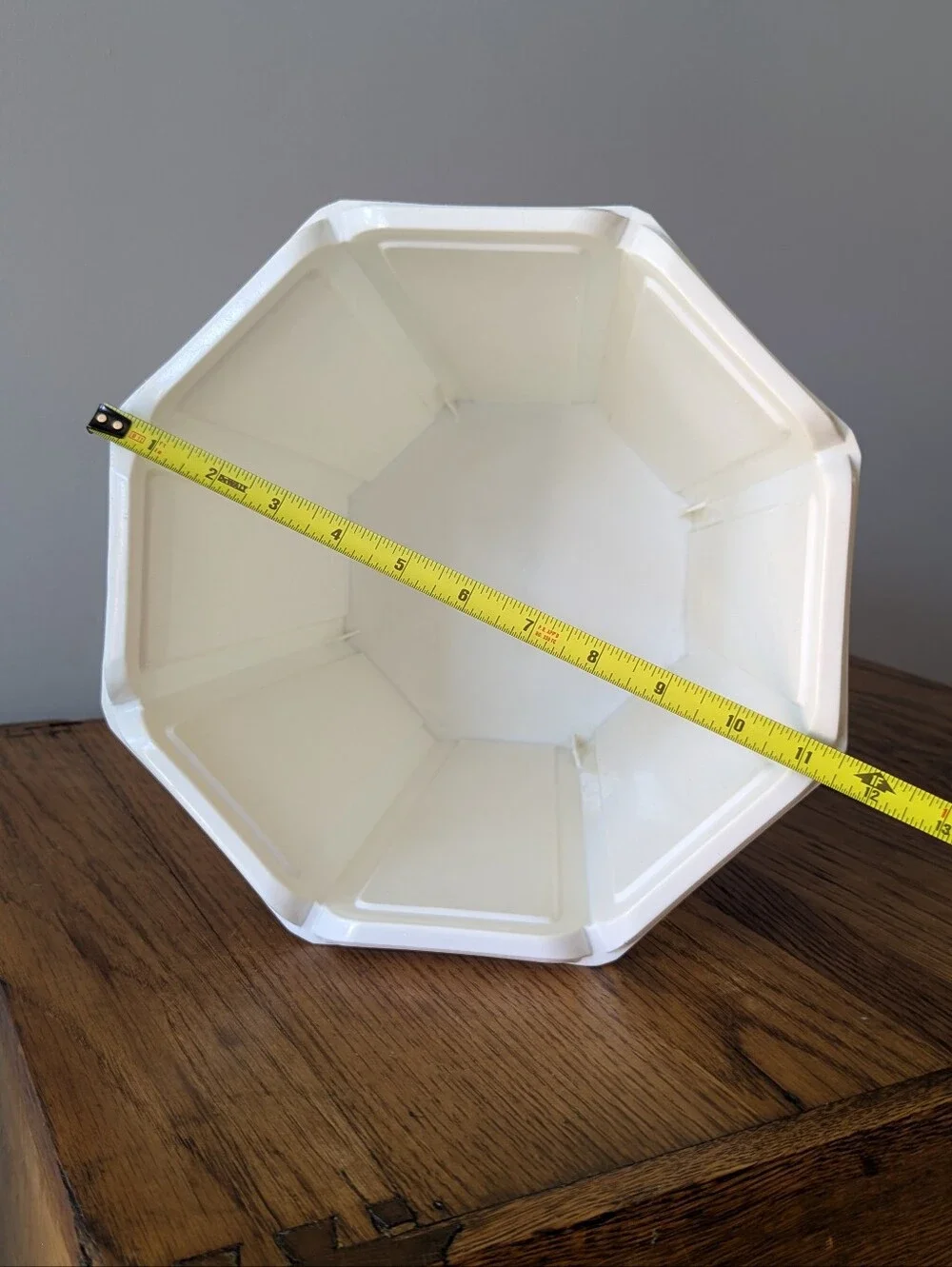 Vintage Rubbermaid Octagon Wastebasket Trash Can - White Basket Weave